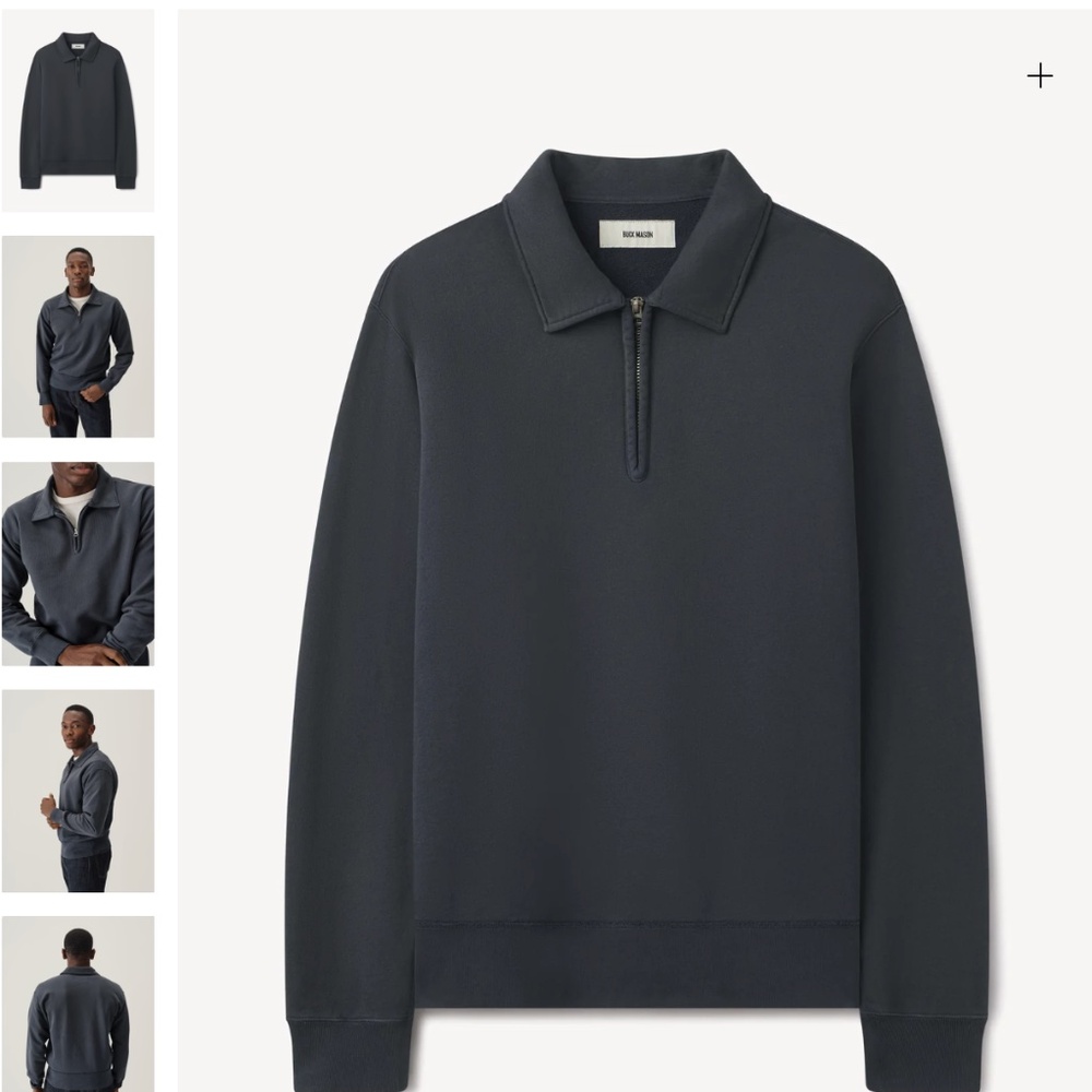 Buck Mason Mens WELTERWEIGHT QUARTER ZIP - Slate Brand New